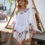 Malia Crochet Fringe Beach Cover-Up