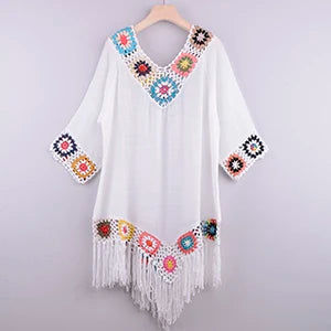 Malia Crochet Fringe Beach Cover-Up