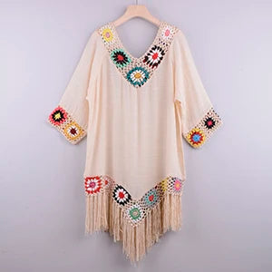 Malia Crochet Fringe Beach Cover-Up