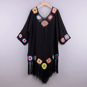 Malia Crochet Fringe Beach Cover-Up
