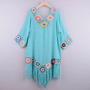 Malia Crochet Fringe Beach Cover-Up