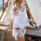 Malia Crochet Fringe Beach Cover-Up