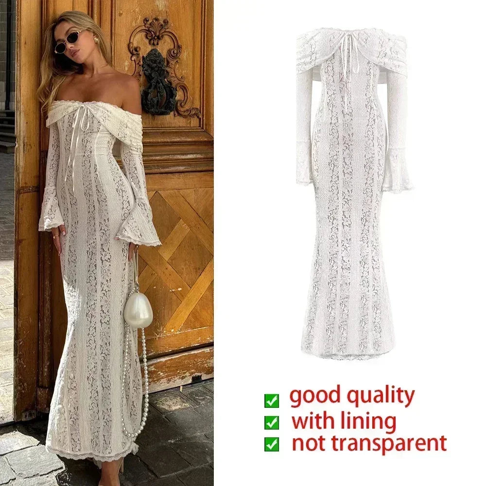 Bianca Off-Shoulder Lace Maxi Dress