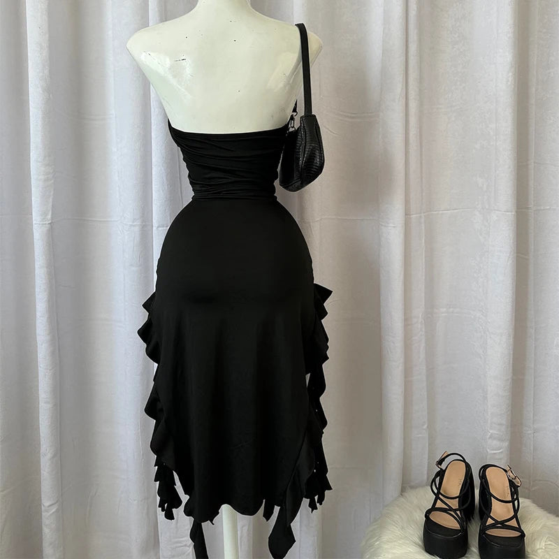 Selene Strapless Tassel Midi Dress