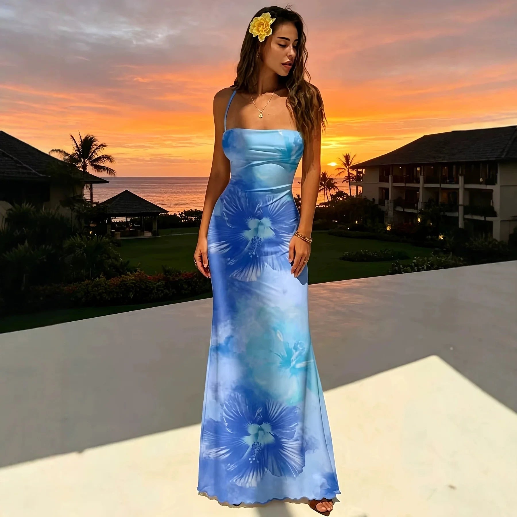 Solana Floral Backless Maxi Dress