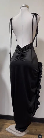 Bianca Satin Side-Slit Maxi Dress