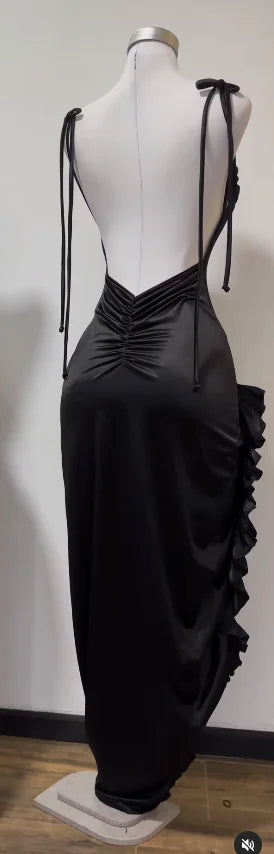 Bianca Satin Side-Slit Maxi Dress