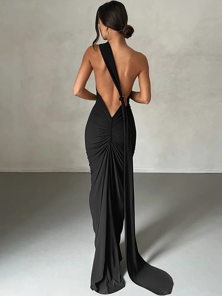 Alessia One-Shoulder Backless Maxi Dress