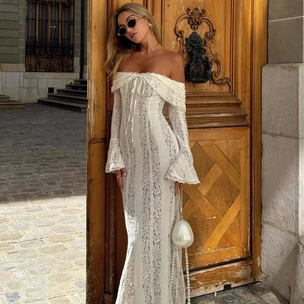 Bianca Off-Shoulder Lace Maxi Dress
