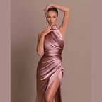 Selena Halter Slit Evening Dress