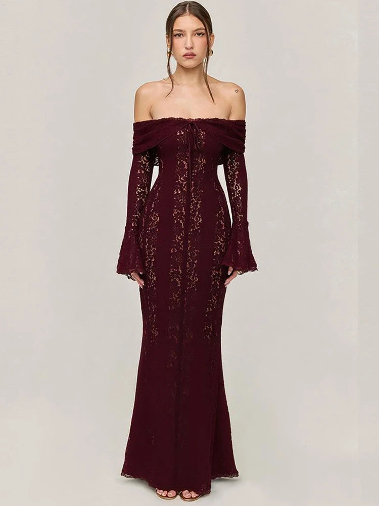 Bianca Off-Shoulder Lace Maxi Dress