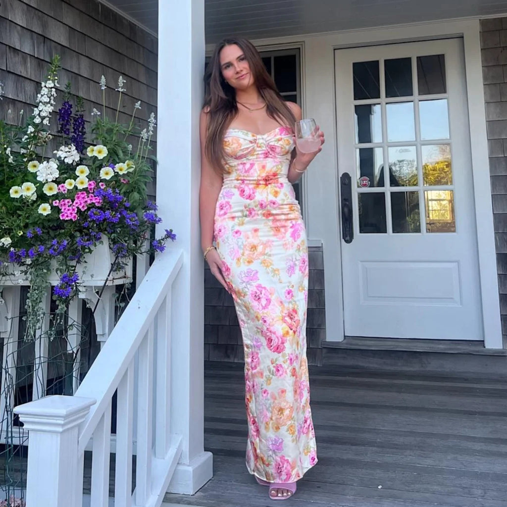 Camilla Peony Satin Maxi Dress