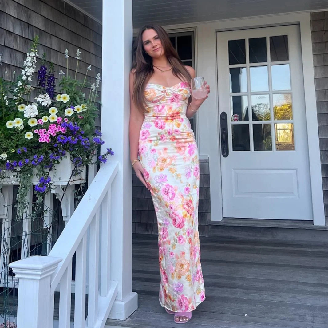 Camilla Peony Satin Maxi Dress