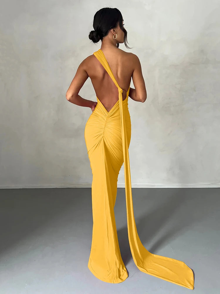 Alessia One-Shoulder Backless Maxi Dress