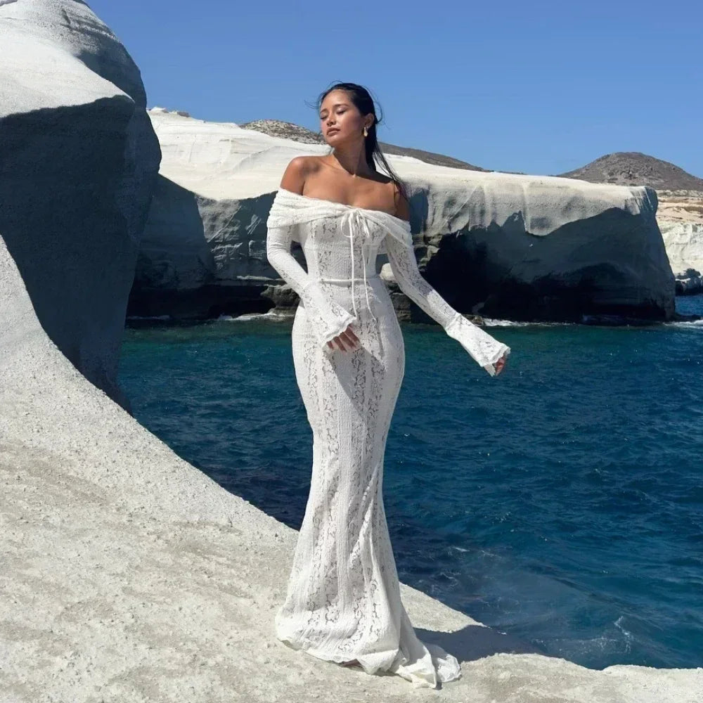 Bianca Off-Shoulder Lace Maxi Dress