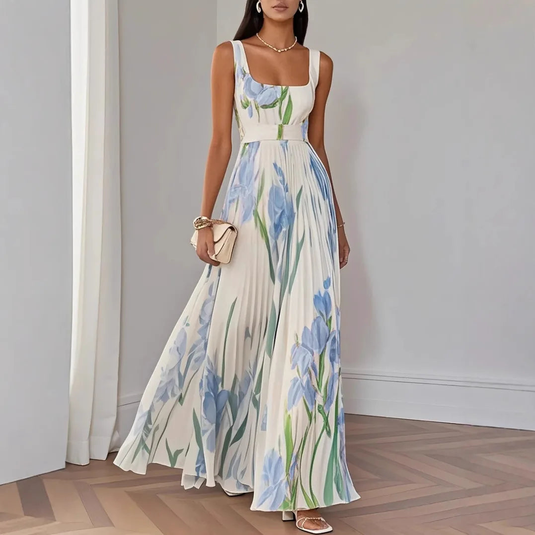Isabella Floral Pleated Maxi Dress