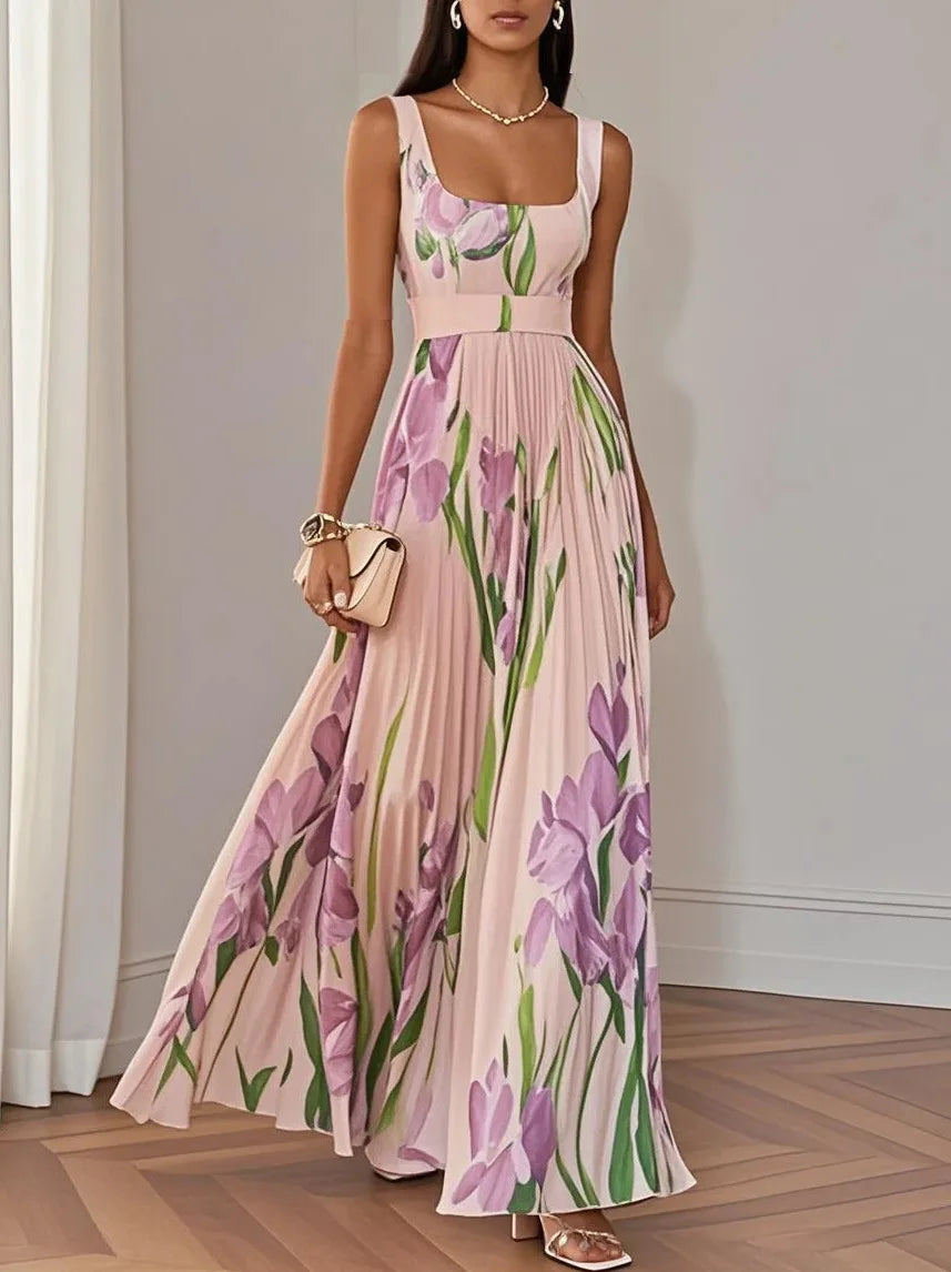Isabella Floral Pleated Maxi Dress