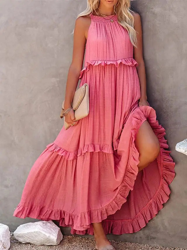 Marina Ruffle Bohemian Maxi Dress