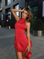 Bella Polka Dot Halter Mini Dress