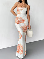 Elara Printed Backless Maxi Dress
