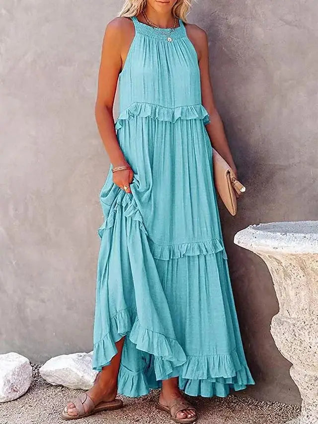 Marina Ruffle Bohemian Maxi Dress