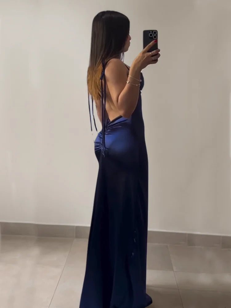 Bianca Satin Side-Slit Maxi Dress