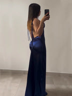 Bianca Satin Side-Slit Maxi Dress