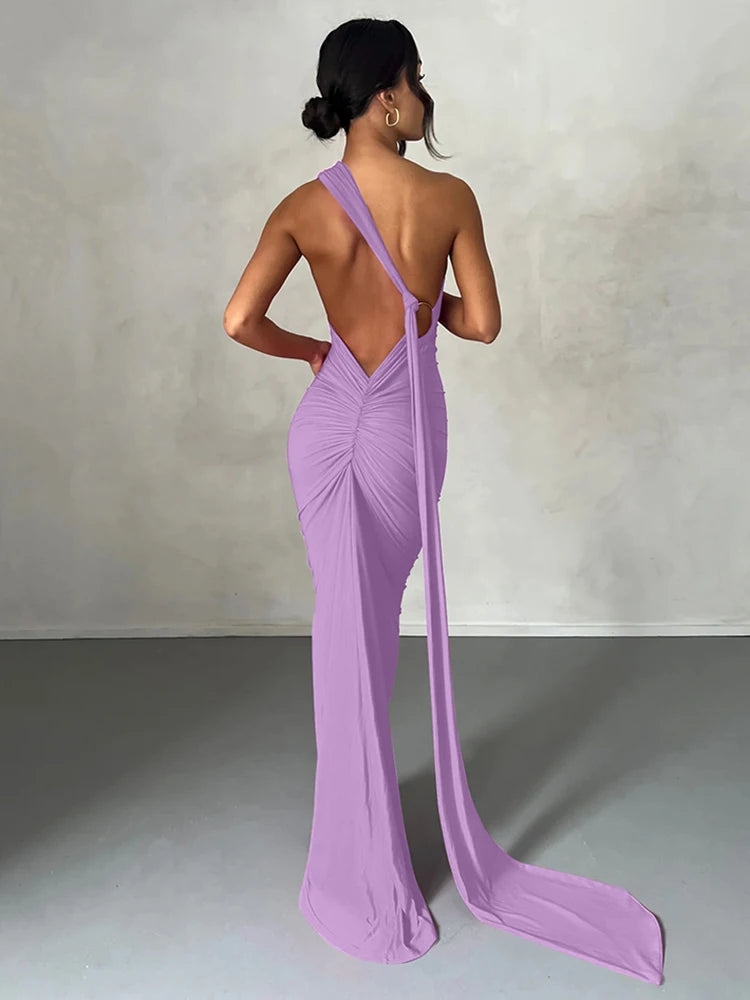 Alessia One-Shoulder Backless Maxi Dress