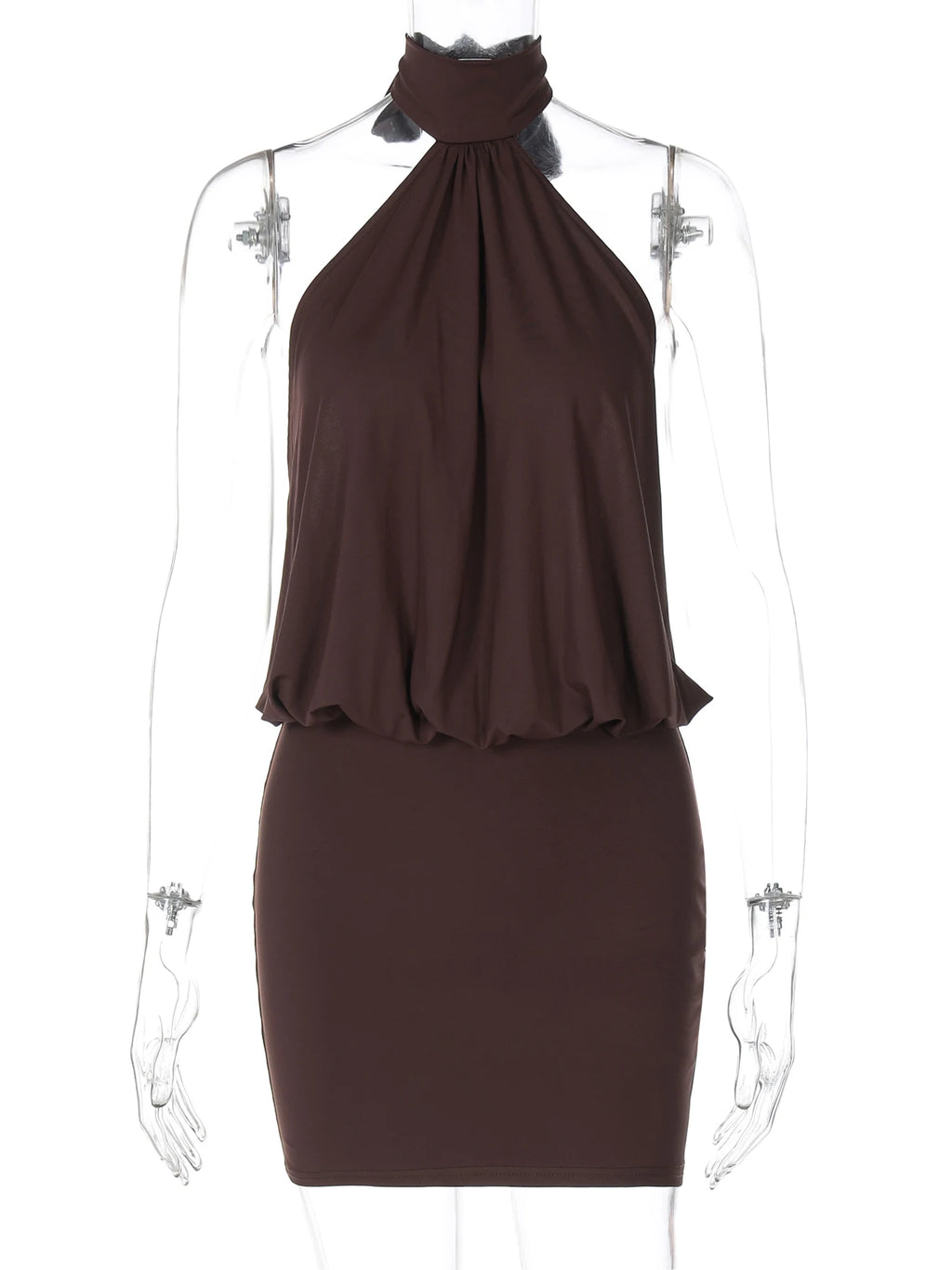 Noa Halter Ruched Mini Dress