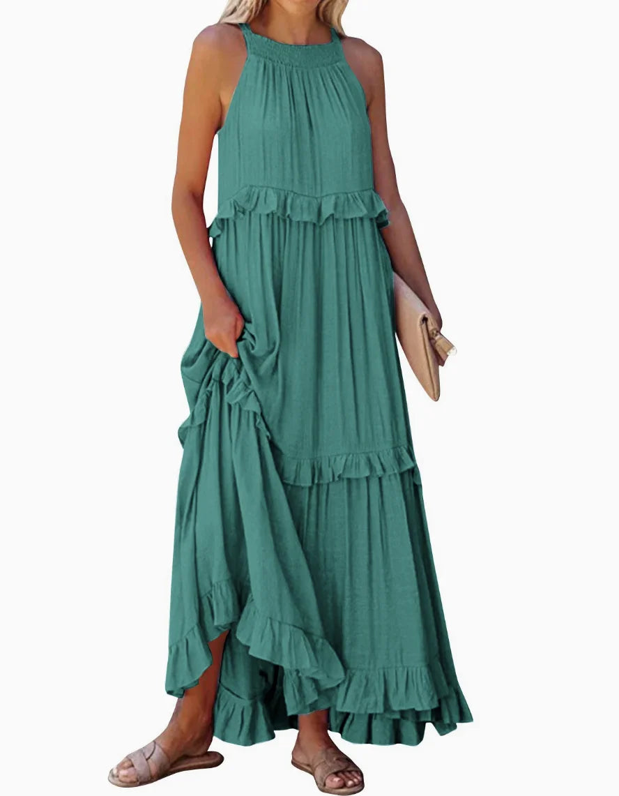 Marina Ruffle Bohemian Maxi Dress