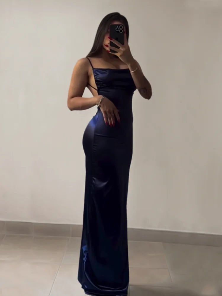 Bianca Satin Side-Slit Maxi Dress