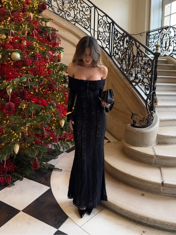 Bianca Off-Shoulder Lace Maxi Dress