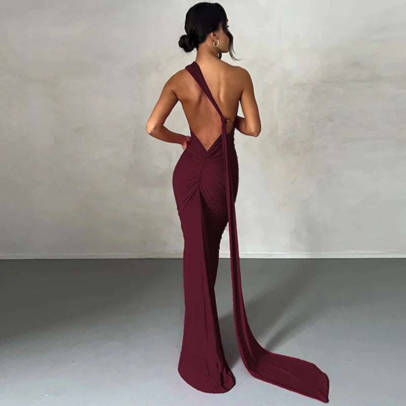 Alessia One-Shoulder Backless Maxi Dress