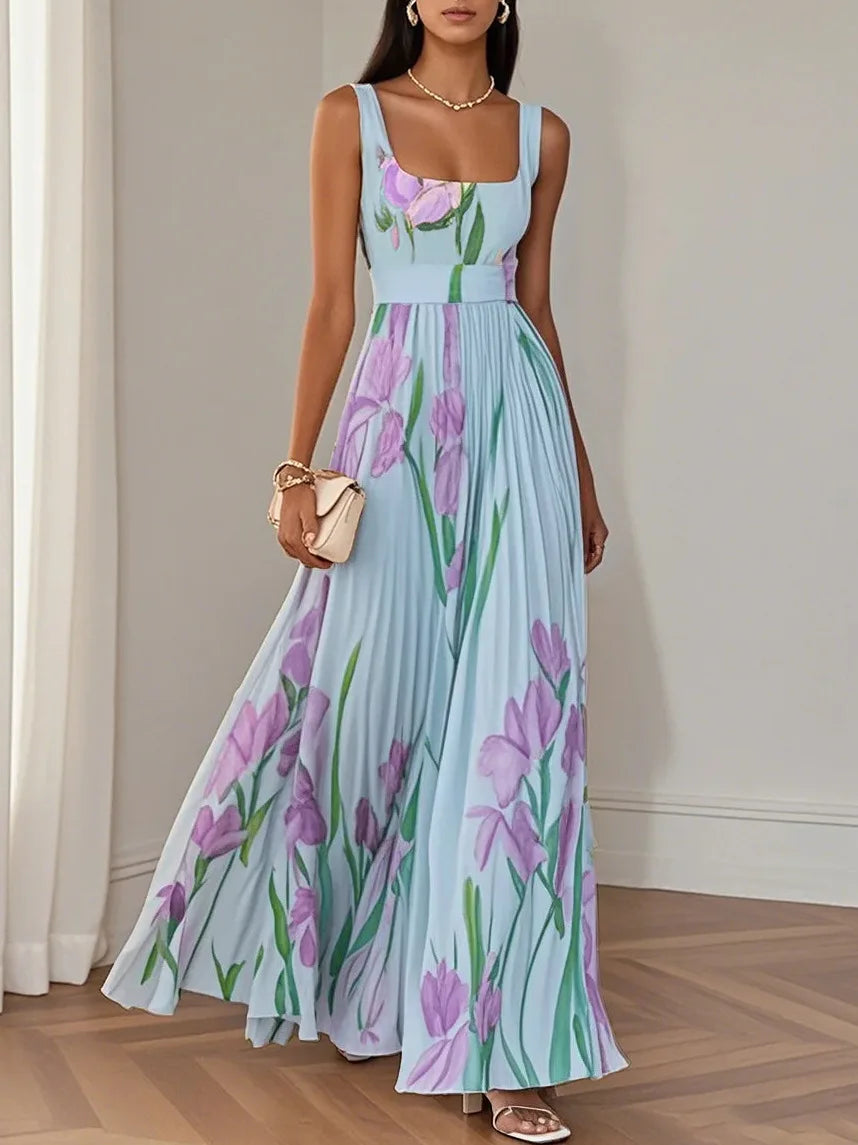 Isabella Floral Pleated Maxi Dress