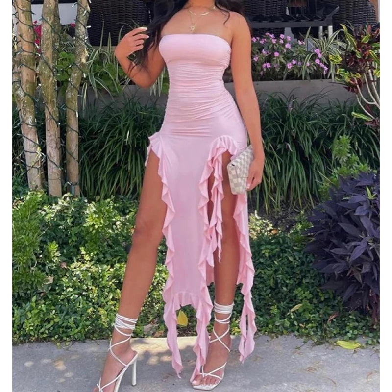 Selene Strapless Tassel Midi Dress