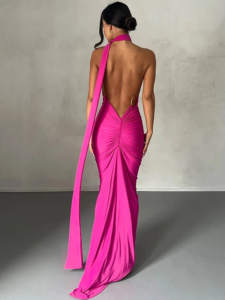 Alessia One-Shoulder Backless Maxi Dress