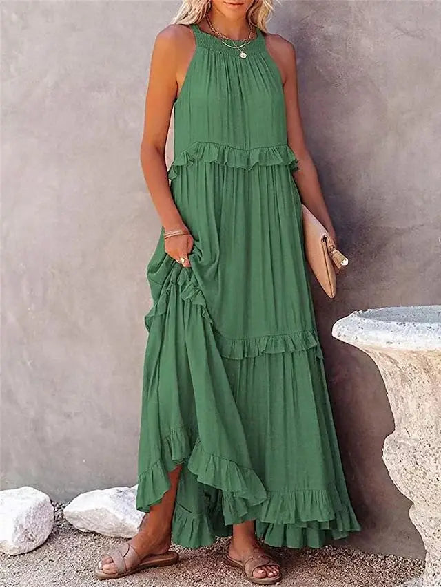 Marina Ruffle Bohemian Maxi Dress