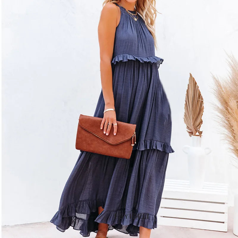 Marina Ruffle Bohemian Maxi Dress