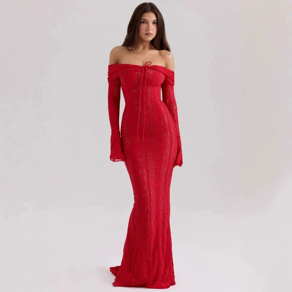Bianca Off-Shoulder Lace Maxi Dress