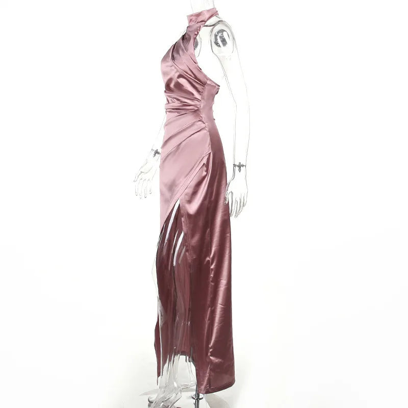 Selena Halter Slit Evening Dress