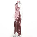 Selena Halter Slit Evening Dress
