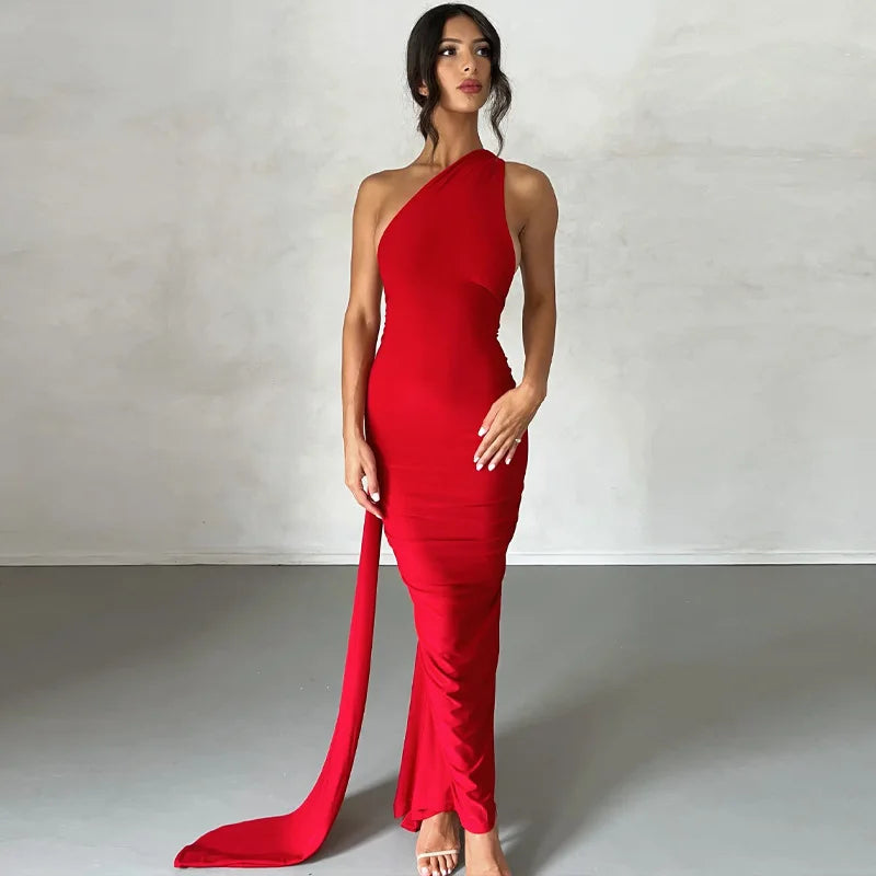 Alessia One-Shoulder Backless Maxi Dress