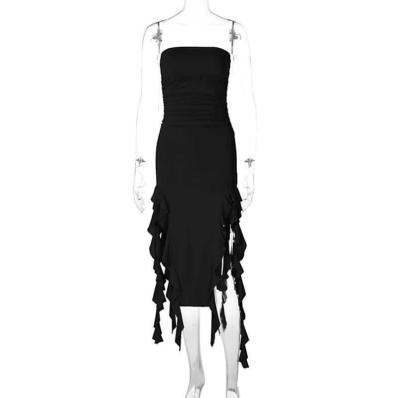 Selene Strapless Tassel Midi Dress