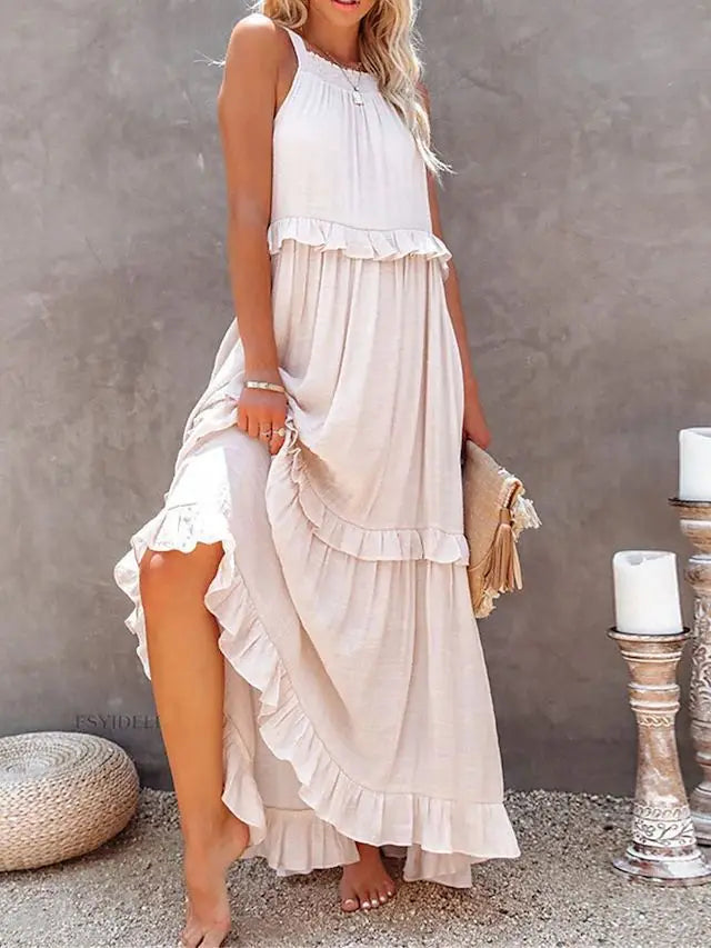 Marina Ruffle Bohemian Maxi Dress