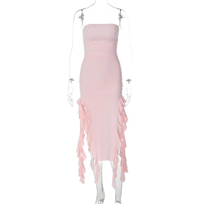 Selene Strapless Tassel Midi Dress