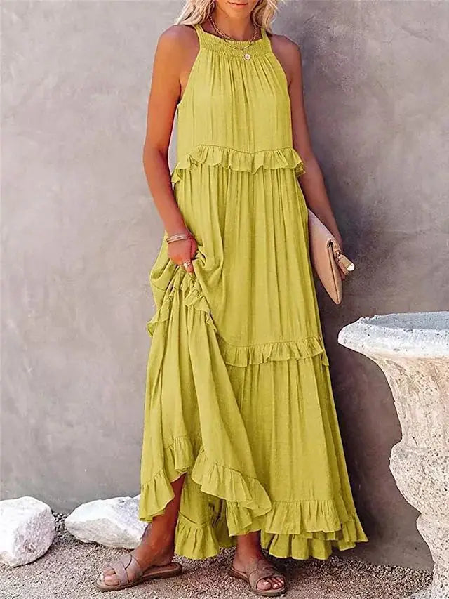 Marina Ruffle Bohemian Maxi Dress