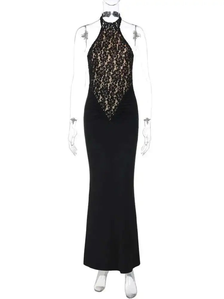 Isadora Lace Halter Maxi Dress