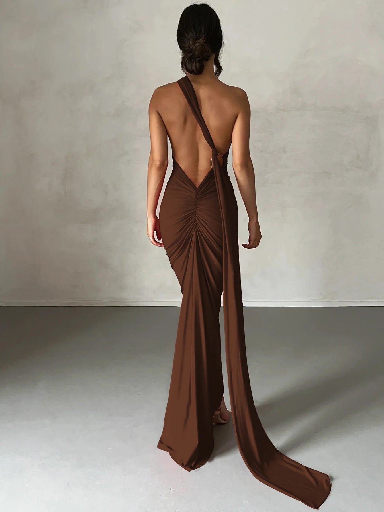 Alessia One-Shoulder Backless Maxi Dress