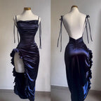 Bianca Satin Side-Slit Maxi Dress