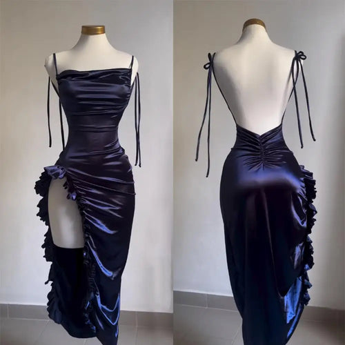 Bianca Satin Side-Slit Maxi Dress